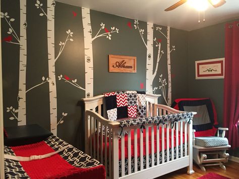 Baby Boy Crib Bedding Sets, Boy Crib Bedding, Baby Boy Crib, Navy Nursery, Baby Boy Crib Bedding, Lumberjack Baby, Baby Boy Cribs, Tree Decals, June Bug