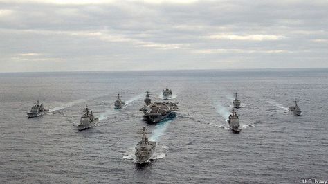 USS George Washington, seen here at the center of its battlegroup Trip Wire Alarm, Carrier Strike Group, Navy Carriers, United States Navy, Navy Ships, Us Military, Homeland Security, Aircraft Carrier, George Washington