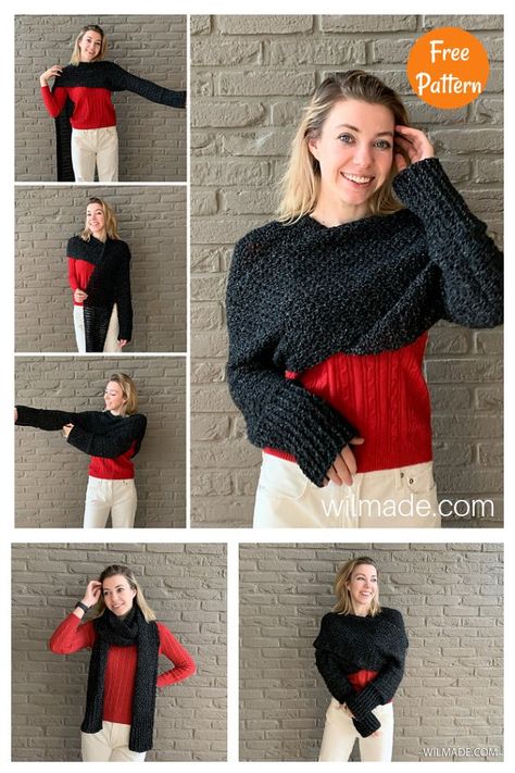 Crochet Sweater Scarf, Christmas Scarf Crochet, Scarf Crochet Patterns, Poncho Au Crochet, Vintage Crochet Dresses, Bandeau Au Crochet, Unique Sweater, Crochet Shrug Pattern, Crochet Headband Pattern