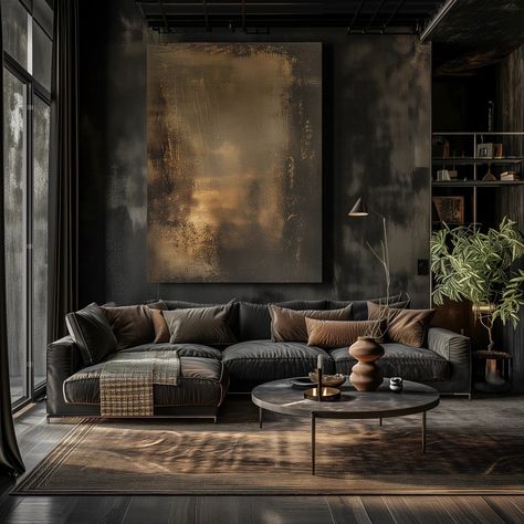 Western Living Room Furniture, Dark Living Room Decor, Dark Living Room Ideas, Dark Furniture Living Room, Mens House, Dark Living Room, Lounge Aesthetic, Masculine Living Rooms, Bright Furniture