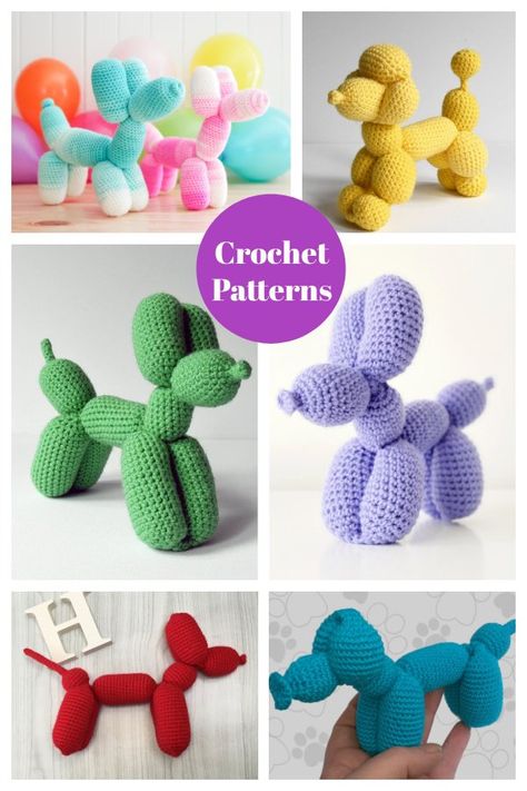 Balloon Dog Crochet Patterns Crochet Patterns Ideas, Dog Crochet, Crochet Kids, Crochet Design Pattern, Beginner Crochet Projects, Crochet Amigurumi Free, Balloon Dog, Fun Crochet Projects, Balloon Animals