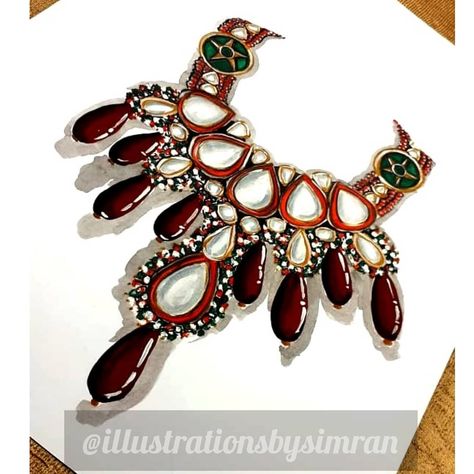 Jewellery Illustration Fashion, Kundan Jewellery Illustration, Indian Jewellery Illustration, Jwellery Designing Drawing, Jewellery Sketches Illustration, Sketches Jewelry, Jewellery Painting, Jewellery Sketch, Accessory Illustration