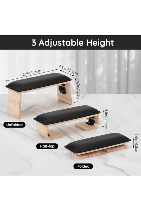 Segbeauty Adjustable Nail Hand Rest, 3 Tier Collapsible Wooden PU Leather Arm Rest for Nails, Portable Manicure Hand Stand for Nail Tech with PVC Table Mat Professional Nail Art Accessories Tool Portable Nail Tech Table, Nail Tech Table, Hand Stand, Pvc Table, Professional Nail Art, Arm Rest, Nail Art Accessories, Table Mat, Art Accessories