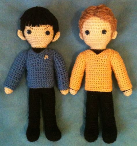 Star Trek Crochet Patterns Free, Star Trek Crochet, Crochet Figures, Star Trek Gifts, Crochet Characters, Spock And Kirk, Crochet Eyes, Crochet Geek, Crochet Beanie Pattern