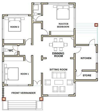 3 Bedroom Home Floor Plans 100sqm, 3 Bedroom House With Office, Small Bungalow Floor Plans, 3bedroom House Plan, 3 Bedroom House Plans Modern, Three Bedroom House Plans Modern, Three Bedroom House Plan Simple, 3 Bedroom Bungalow Floor Plans, Simple 3 Bedroom House