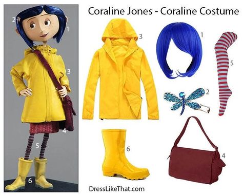 Coraline Raincoat, Coraline Halloween Costume, Coraline Characters, Coraline Costume, Coraline Doll, Coraline Jones, Yellow Raincoat, Halloween Costume Outfits, Celebrity Style Red Carpet