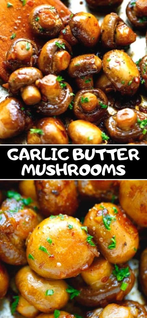 Onion Garlic Butter Mushroom Skillet, Roasted Garlic Mushrooms Recipes, Garlic Butter Mushrooms Crockpot, Garlic Mushrooms Crockpot, Mushrooms In Garlic Butter Sauce, Brown Butter Mushrooms, Sauteed Button Mushrooms, Mushroom Recipes Sides, Buttered Mushroom Recipe