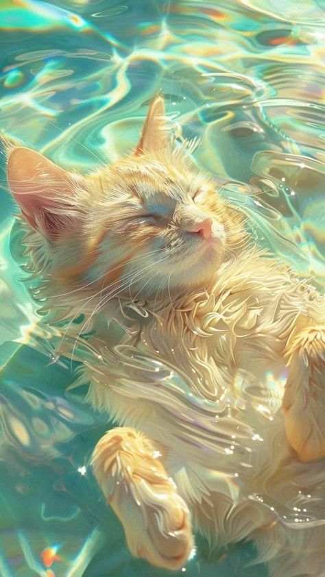 Cute Cats Wallpaper Iphone, Cat And Dog Aesthetic Wallpaper, Cats In Water, Phone Wallpaper Cat, Cat Desktop Wallpaper, Cat Swimming, Photowall Ideas, Cocoppa Wallpaper, Cat Hacks