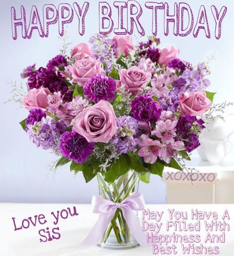 Cute Happy Birthday Wishes, Posne Torte, Flowers Happy Birthday, Birthday Greetings For Sister, Happy Birthday Wishes Sister, Happy Birthday Bouquet, Build Deck, Happy Birthday Sis, Happy Birthday Wishes Messages