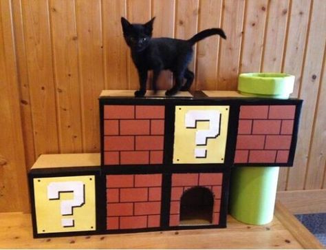 Mario Cat Wall, Cardboard Cat House, Cat Castle, Diy Cat Tree, Cat House Diy, Diy Cat Toys, Cat Playground, Cat Enclosure, Cat Furniture Diy