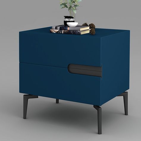 19.7"Lx15.7"W Green/Blue PU Leather Uphosltered Nightstand with 2 Drawers Wooden Bedside Table Carbon Steel Modern Side Table Bedroom, 1920 Home Decor, Blue Nightstand, Blue Nightstands, African Inspired Decor, Bedroom Blue, Wooden Bedside Table, Matte Black Hardware, Table Bedroom