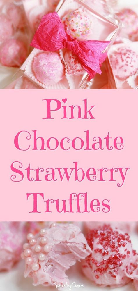 Strawberry Truffles, Strawberry Truffle, Maple Fudge, Baby Shower Sweets, White Chocolate Strawberries, Cookie Dough Truffles, Homemade Candy, Dessert Bites, Pink Chocolate