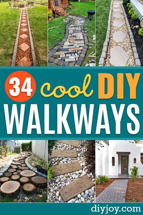 Diy Walkways, Pavers Diy, Concrete Path, Backyard Walkway, Walkway Landscaping, Diy Backyard Patio, Outdoor Path, Yard Ideas Cheap, Cheap Patio