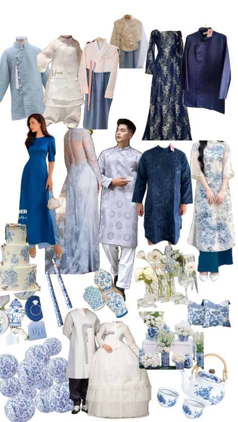 Vietnamese Korean Chinoiserie Blue and white themed Wedding Tea Ceremony White Themed Wedding, Wedding Tea Ceremony, Chinoiserie Blue, Wedding Tea, Tea Ceremony, Themed Wedding, Chinoiserie, Blue And White, Tea