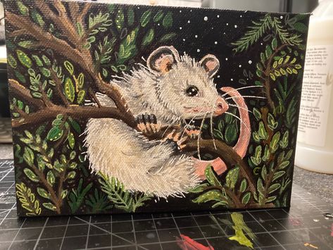 #possum #opossum #illustration #illustrationartists #illustrationoftheday #drawing #painting #animallovers #botanical #tattoo #acrylicpainting #acrylic #nature Opossum Painting, Possum Painting, Opossum Illustration, Opossum Drawing, Possum Drawing, Possum Tattoo, Opossum Tattoo, Possum Art, Opossum Art