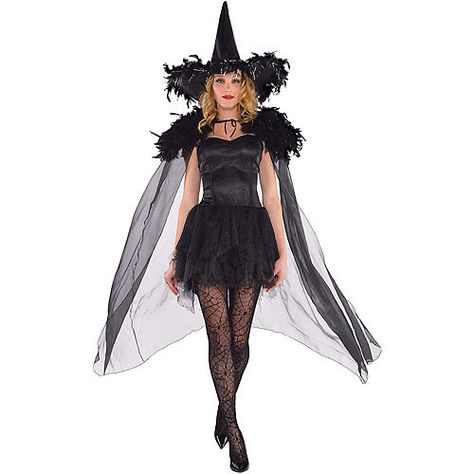 Adult Feather Witch Cape All Black Costumes, Witch Cape, Halloween Uk, Black Dress Halloween Costume, Good Witch Halloween, Party City Costumes, Witch Costumes, Witch Halloween Costume, Halloween Costume Shop