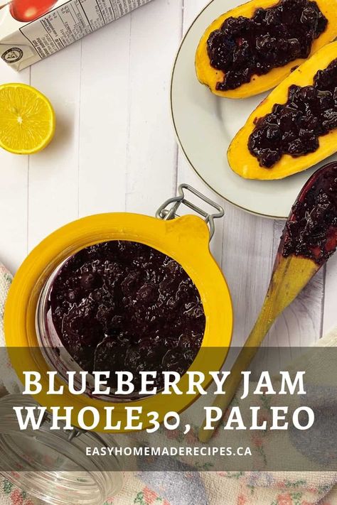 Blueberry Jam, Whole30, Paleo Blueberry Chia Seed Jam, Blueberry Chia Jam, Jam Without Pectin, Chia Jam Recipe, Blueberry Jam Recipe, Chia Seed Jam, Easy Whole 30 Recipes, Canada Food, Whole 30 Breakfast