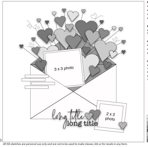 Scrapbook Sketches 12x12, 2023 Scrapbook, Valentine Scrapbook, Scrapbook Planning, Wedding Scrapbooking Layouts, Valentines Scrapbook, Scrapbooking Sketches, Love Scrapbook, Simple Scrapbook