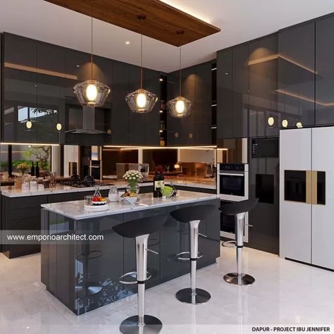 Open Kitchen Bar, Small Modular Kitchen Design, Kitchen Bar Ideas, Modern Open Kitchen Design, Open Kitchen Design Ideas, Modern Open Kitchen, Open Kitchen Design, Model Dapur, Emporio Architect