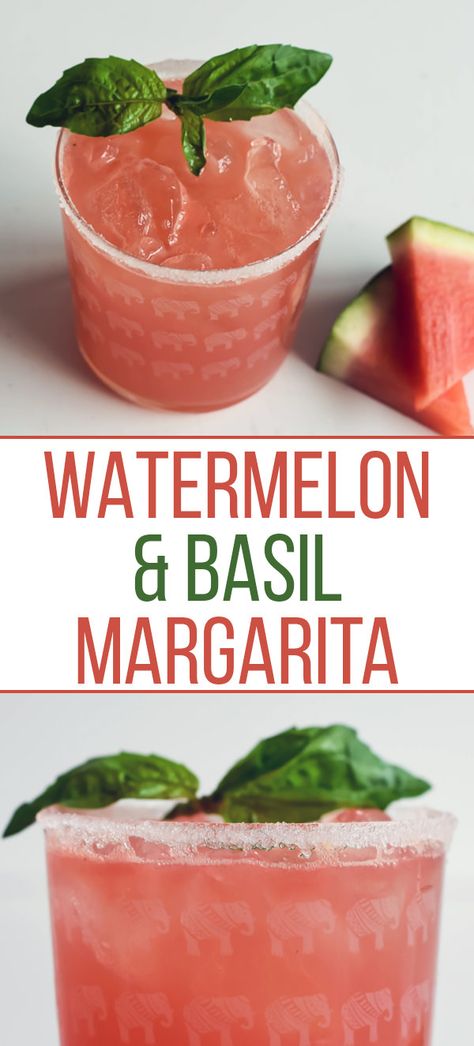 Basil Margarita, Watermelon Basil, Refreshing Food, Boozy Drinks, Cocktail Ingredients, Margarita Recipe, Delicious Drinks, Simply Delicious, Deilig Mat