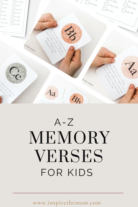 Looking for some easy memory verses for kids to memorize? Check out this list of 26 verses (one for each letter of the alphabet!) #easy memory verses for kids #memory verses #bible for kids #memory verse list #memory verse cards #memory verse checklist #Bible verses for kids Memory Verses For Toddlers, Easy Bible Verses For Kids, Kids Memory Verses, Memory Verses For Kids, Memory Verse Cards, Toddler Bible, Writing Club, Bible Verse List, Verses For Kids