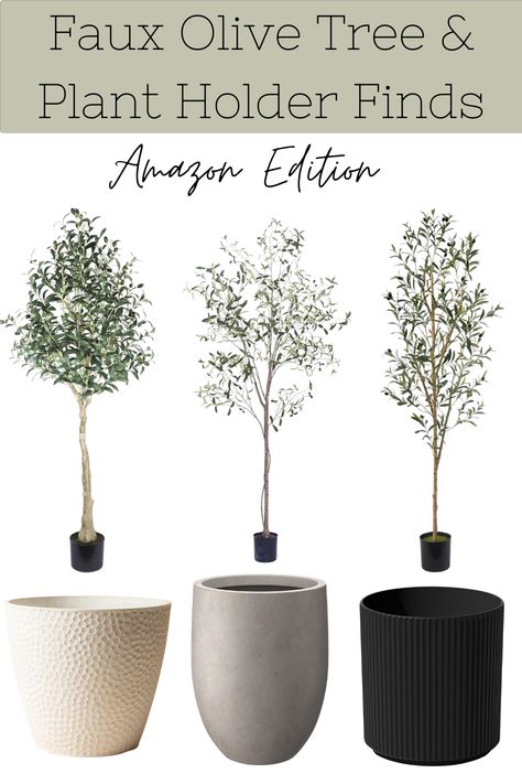 Planter For Olive Tree, Indoor Olive Trees In Pots, Olive Plant Indoor, Faux Olive Tree Indoor, Olive Tree Indoor, Amazon Plant, Living Room Floor Decor, Tall Fake Plants, Weathered Concrete