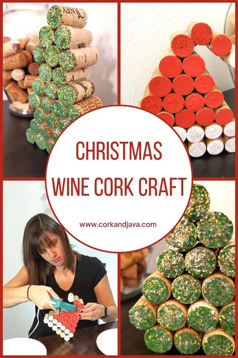 Wine Cork Santa Hat Diy, Wine Cork Santa Hat, Wine Cork Christmas Tree Diy, Wine Cork Projects Diy, Cork Santa Hat, Christmas Cork Crafts, Cork Christmas Crafts, Wine Cork Christmas Crafts, Wine Cork Santa