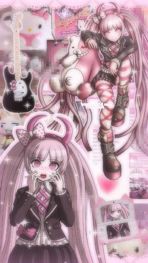 Cute Gore Wallper Phone, Kotoko Utsugi Wallpaper, Cutegore Wallpaper Phone, Cutegore Wallpaper, Danganronpa Wallpaper Aesthetic, Yami Kawaii Background, Pink Danganronpa, Pink Danganronpa Wallpaper, Kotoko Utsugi