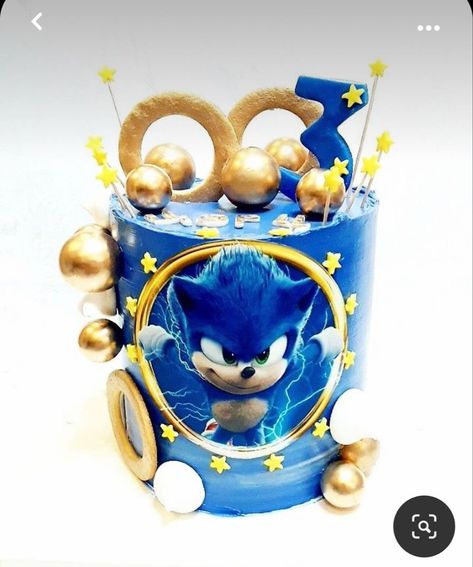 Sonic Cakes For Boys, Pastel Sonic, Bolo Musical, Sonic Birthday Cake, Mario Birthday Cake, Bolo Sonic, Sonic Cake, Sonic Birthday Parties, Movie Cakes