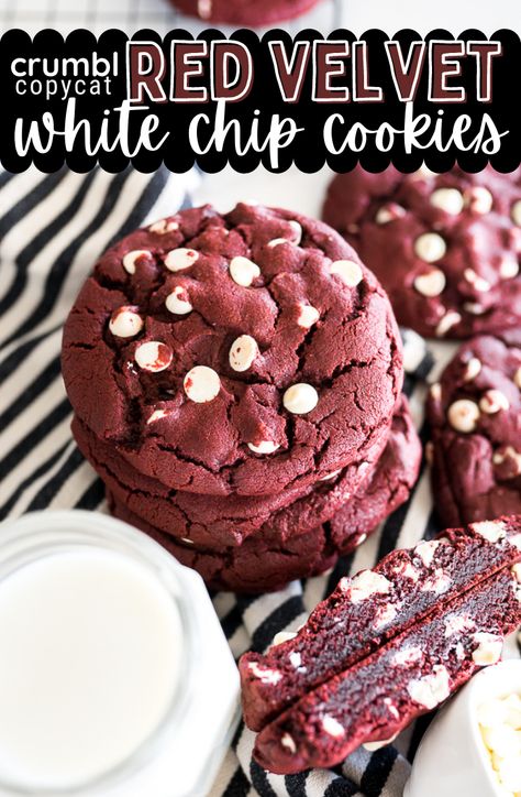 White Chip Cookies, Cookies And Cream Milkshake, Raspberry Cheesecake Cookies, Crumble Cookie Recipe, Crumble Cookie, Crumble Cookies, Cooking With Karli, Milk Chocolate Chip Cookies, Velvet Cookies