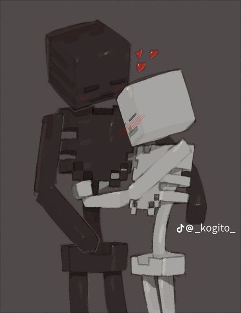 Minecraft Skeleton X Wither Skeleton, Enderman Fanart Human, Skeleton X Wither Skeleton, Wither X Skeleton, Fluff Art, Minecraft Wither, Wither Skeleton, Minecraft Skeleton, Minecraft Character Skins