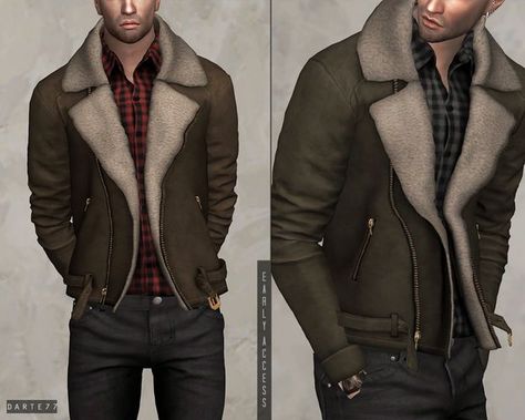 Sims 4 Jacket, Sims 4 Men Clothing, Sims 4 Male Clothes, Alpha Cc, Die Sims 4, Hair Male, Pelo Sims, Clothes Reference, Sims 4 Game Mods