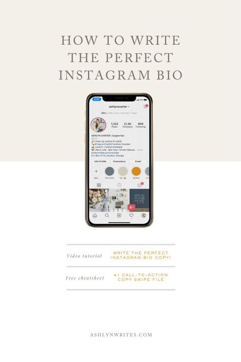 Need help on how to write the perfect Instagram bio copy? Or maybe you need some Instagram bio ideas for business. In this video, I am sharing three social media marketing tips to use the limited space in your bio to communicate what your business does, get discovered in search, and attract your ideal client to your website with a simple call-to-action. Personal Instagram Bio Ideas, Candle Business Instagram Bio, Iv Lounge, Perfect Instagram Bio, Ashlyn Writes, Instagram Bio Ideas, Copywriting Course, Small Business Instagram, Email Writing