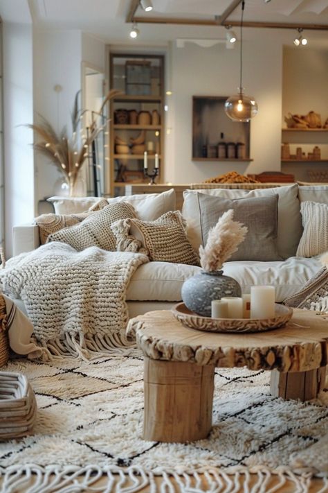 29 Scandi Boho Living Room Ideas for a Cozy and Chic Home 21 Soft Boho Living Room, Cosy Scandinavian Interior, Scandinavian Interior With Color, Scandi Cottage Interior, Boho Natural Living Room, Scandinavian Home Decor Ideas, Boho Country Living Room, Skandi Style Living Room, Scandinavian Hygge Living Room