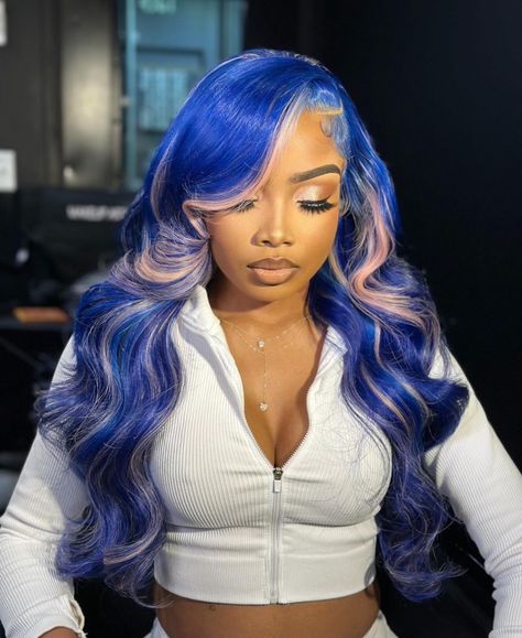 Blue Lace Wig, High Fashion Hair, Natural Hair Bun Styles, Frontal Wig Hairstyles, Wig Styling, Remy Hair Wigs, U Part Wigs, Pretty Hair Color, Women's Wigs