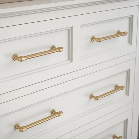 Brass Bathroom Hardware Drawer Pulls, Brass Pulls White Cabinets, Kitchen Cabinet Hardware Champagne Bronze, Modern Kitchen Hardware White Cabinets, Kitchen With Champagne Bronze Hardware, Gold Kitchen Pulls Cabinet Hardware, Kitchen Champagne Bronze Hardware, Gold Kitchen Handles Cabinet Hardware, Brass Cabinet Pulls Kitchen