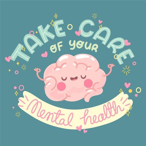 Illustrations Mental Health, Cartoon Brain Drawing, Mental Health Draws Ideas, Cartoon Brain, الفن الرقمي, Health Icon, Mental Health Posters, Positive Mental Health, Mental Health Day