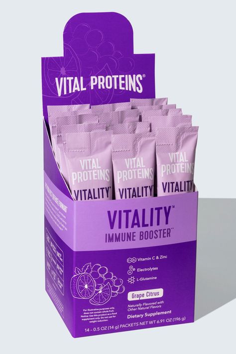 Our NEW Vital Proteins Vitality Immune Booster stick packs are here to help keep you at 100 — no matter the season! Our blend combines collagen, L-glutamine, vitamin C, zinc and electrolytes with Wellmune and Immuno-LP20, two clinically-proven ingredients that help boost your immune system. Immune Booster, Vitamin C And Zinc, Collagen Benefits, Vital Proteins, Boost Your Immune System, Daily Health Tips, Immunity Booster, Fitness Advice, Wellness Routine