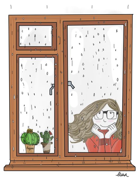 Girls Cartoon Art, Girly Art, الرسومات اللطيفة, Cute Illustration, Book Illustration, Girl Drawing, The Window, 그림 그리기, Girl Cartoon