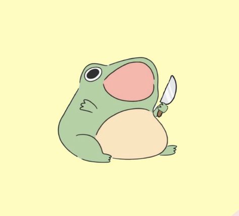 Cute Frog Pfp Aesthetic, Frog Asthetic Drawings, Frogs With Hats Drawing, Frog Holding Knife, Cute Frog Pfp, Cute Frog Drawing, Frog Cartoon, Piskel Art, Frog Pictures