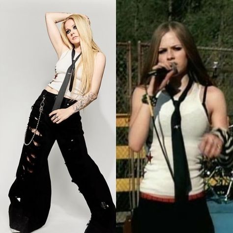 Avril Lavigne Now, Avril Lavigne Outfits, White Tank Top Outfit, Wendy Corduroy, Avril Lavigne Photos, Avril Lavigne Style, Punk Princess, 2000s Outfits, Tank Top Outfits