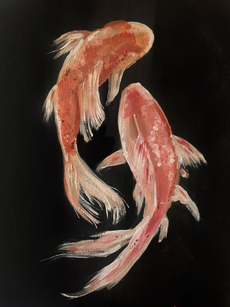 #koi #koifish #acrylic #painting #paintingart #aesthetic #aestheticwallpaper #art #artist #artwork Coi Fish Paintings Acrylic, Painted Coy Fish, Koi Fishes Painting, Koi Abstract Painting, Koi Pond Painting Acrylics, Painting Coy Fish, Painting Ideas On Canvas Japanese, Coy Fish Paintings, Japanese Aesthetic Painting