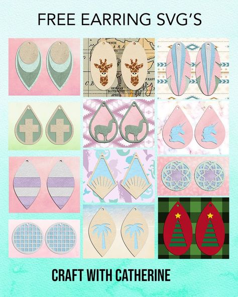 Free Earring Svg Files For Cricut, Earring Template Svg Free, Hand Painted Earrings Wood, Earring Svg Files, Laser Earrings, Cricut Leather, Business Crafts, Cricut Earrings, Earring Template