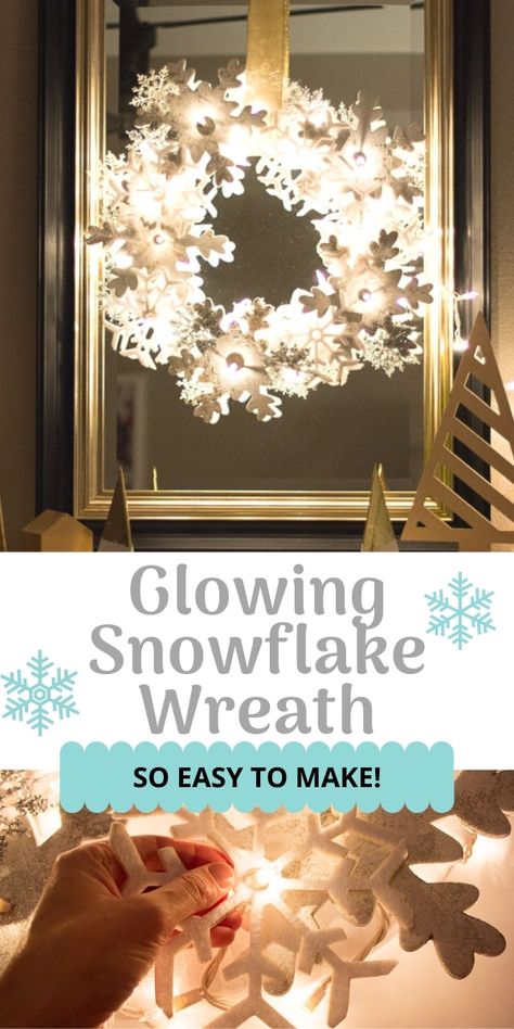 Diy Wreaths Easy, Diy Snowflake, Christmas Tree Bulbs, Dollar Store Christmas Decor, Christmas Wreath Craft, Winter Wreath Diy, White Christmas Lights, Decorations Bedroom, Diy Christmas Lights