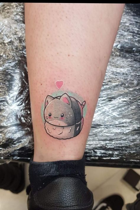 Sushi Tattoo, Kawaii Sushi, Food Tattoos, Sushi Cat, Kawaii Tattoo, Unicorn Foods, Food T, Book Tattoo, Anime Tattoos