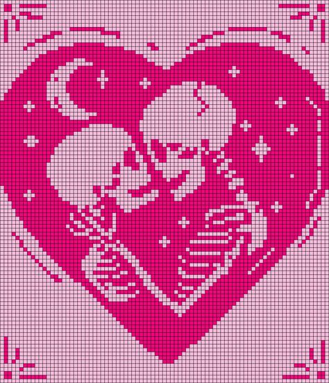 Alpha pattern variation #306531 Romantic Pixel Art, Valentines Alpha Pattern, Heart Tapestry Crochet Pattern, Blue Alpha Pattern, Pixel Art Valentines Day, Heart Alpha Pattern Crochet, Valentines Day Pixel Art, Valentine Pixel Art, Valentines Pixel Art