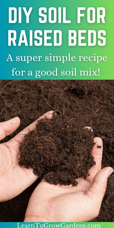 Hands holding diy soil mixture How To Make Raised Garden Boxes, Composting Raised Garden Bed, Diy Soil For Garden, How To Prep Raised Garden Beds, Best Soil Mix For Raised Beds, How To Prep Soil For Vegetable Garden, Making A Raised Garden Bed, What Soil To Use In Raised Garden Beds, Garden Bed Soil Mixture