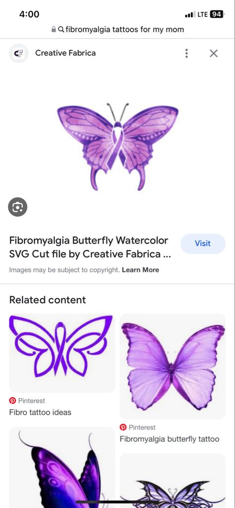 Fibro Butterfly Tattoo, Fibromiologia Tattoo, Tat Ideas, Butterfly Watercolor, Butterfly Tattoo, Tatting, Tattoo Ideas, Tattoos