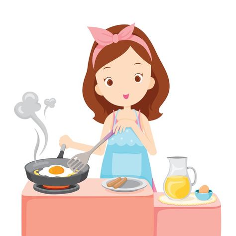 Girl cooking fried egg for breakfast in ... | Premium Vector #Freepik #vector #food #woman #girl #cartoon Egg For Breakfast, Cooking Clipart, Clipart Boy, Alphabet Worksheets Preschool, Girl Cooking, Cartoon Boy, Kids Clipart, How To Make Breakfast, Art Drawings For Kids