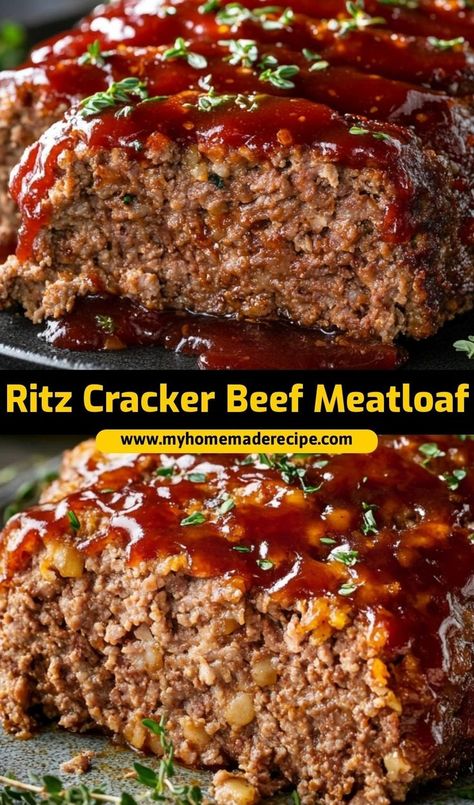 This Ritz cracker beef meatloaf is the best meatloaf recipe for a classic dinner. Topped with crispy Ritz crackers, it’s the ultimate beef meatloaf for a comforting meal Ritz Cracker Meatloaf, Ritz Cracker Meatloaf Recipe, Cracker Barrel Meatloaf Recipe, Beef Meatloaf Recipes, Meat Loaf Recipe, Meat Loaves, Cracker Barrel Meatloaf, Ritz Cracker Recipes, Quick Soup Recipes